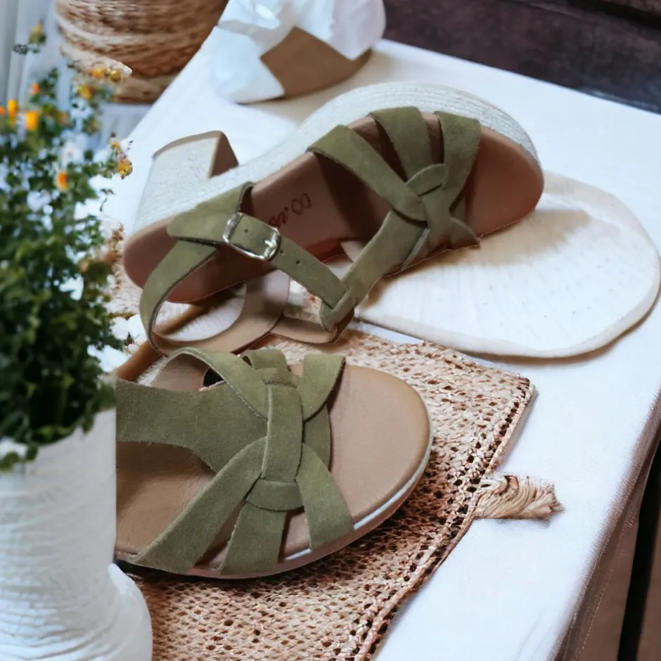 sandalia_tacn_ancho_y_pla_2-1.webp Calzaro Sandalias | Sandalia Tacón Ancho y Plataforma 32403 Kaki Verde Militar