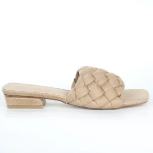 Calzaro Zuecos | Zapatos De Tac贸n | Sandalia Tacón Bajo Pala Acolchada Taupe 164