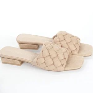 Calzaro Zuecos | Zapatos De Tac贸n | Sandalia Tacón Bajo Pala Acolchada Taupe 164