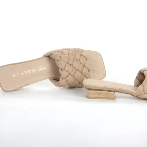 Calzaro Zuecos | Zapatos De Tac贸n | Sandalia Tacón Bajo Pala Acolchada Taupe 164