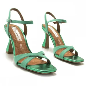 Calzaro Zapatos De Tac贸n | Zapatos De Tac贸n | Sandalia Tacón Fino 68405 Nuin Afelpado Verde