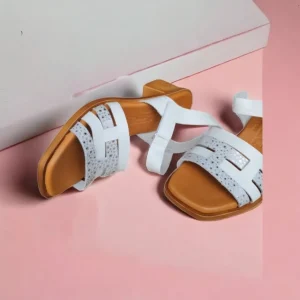 Calzaro Sandalias | Sandalia Tacón Medio 3747 Blanco y Multicolor