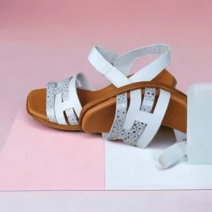 Calzaro Sandalias | Sandalia Tacón Medio 3747 Blanco y Multicolor