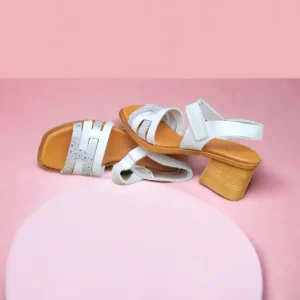 Calzaro Sandalias | Sandalia Tacón Medio 3747 Blanco y Multicolor