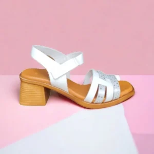 Calzaro Sandalias | Sandalia Tacón Medio 3747 Blanco y Multicolor