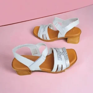 Calzaro Sandalias | Sandalia Tacón Medio 3747 Blanco y Multicolor