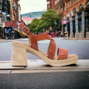Calzaro Sandalias | Sandalia Tacón Medio 2975 Cuero Nadia.