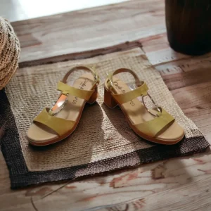 Calzaro Sandalias | Sandalia Tacón Medio 68538 Mostaza