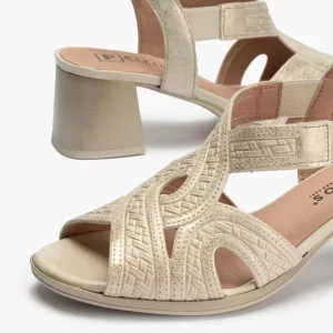 Calzaro Sandalias | Sandalia Tacón Mujer 5690 Piel Fantasia Dorado.