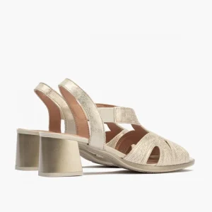 Calzaro Sandalias | Sandalia Tacón Mujer 5690 Piel Fantasia Dorado.