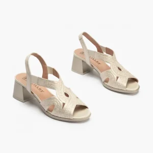 Calzaro Sandalias | Sandalia Tacón Mujer 5690 Piel Fantasia Dorado.