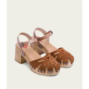 Calzaro Zuecos | Sandalias | Sandalia Tacón Serraje Taupe Cuero Giulia 2879.