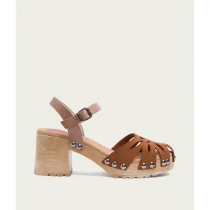 Calzaro Zuecos | Sandalias | Sandalia Tacón Serraje Taupe Cuero Giulia 2879.