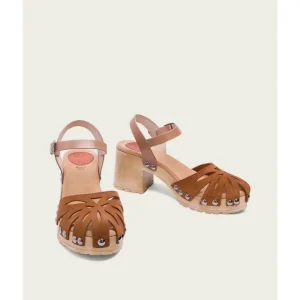 Calzaro Zuecos | Sandalias | Sandalia Tacón Serraje Taupe Cuero Giulia 2879.