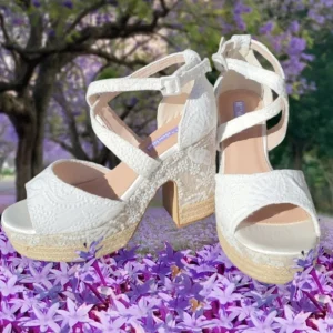 Calzaro Alpargatas | Sandalia Tacón Yute Paris Blanco.