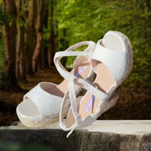 Calzaro Alpargatas | Sandalia Tacón Yute Paris Blanco.