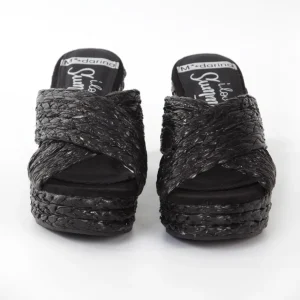 Calzaro Zuecos | Alpargatas | Sandalia zueco tacón ancho esparto 327 negro