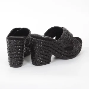 Calzaro Zuecos | Alpargatas | Sandalia zueco tacón ancho esparto 327 negro