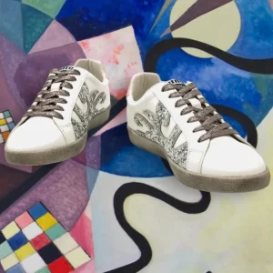Calzaro Deportivas | Casual | Zapatillas Deportivas 60572 Bowie Blanca Glitter Gris.
