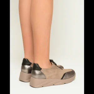 Calzaro Zapatos Con Cordones | Casual | Zapatillas Deportivas 494H864 Taupe y Gris con Cierre Cremallera