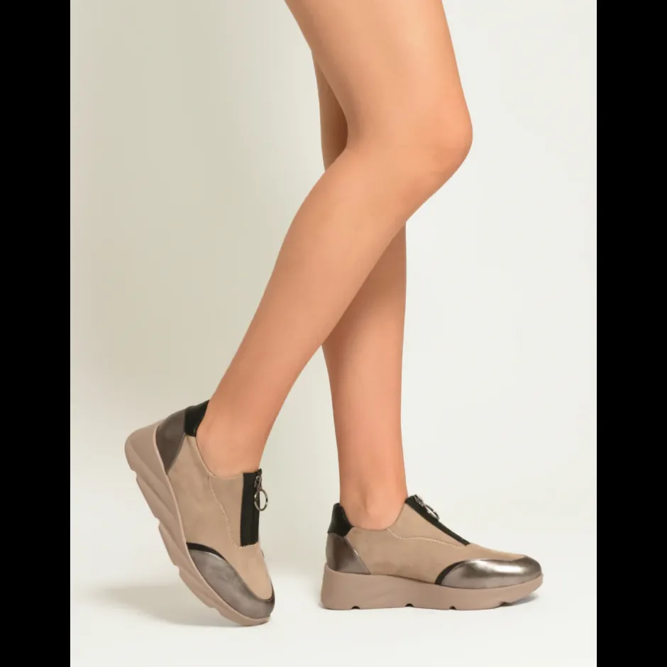 zapatillas_deportivas_h_t_3.webp Calzaro Zapatos Con Cordones | Casual | Zapatillas Deportivas 494H864 Taupe y Gris con Cierre Cremallera