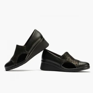 Calzaro Confort | Zapato abotinado con Lycra para mujer 5322 color Negro