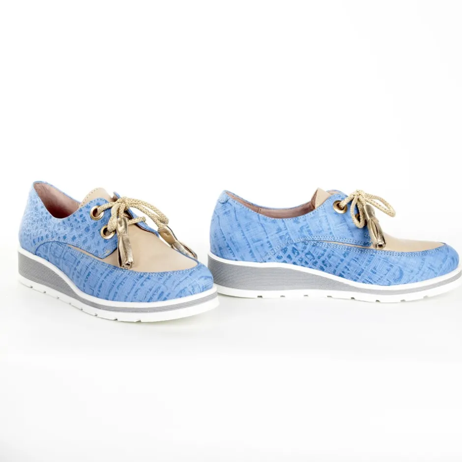 zapato_cordones_angelaoro_4.webp Calzaro Zapatos Con Cordones | Mocasines | Zapato Cordones Angela-Oro Azul Celeste y Taupe.