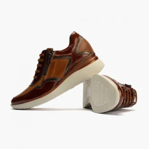 Calzaro Deportivas | Confort | Zapato Deportivo Charol con Cremallera para Mujer 10210 color Cuero.