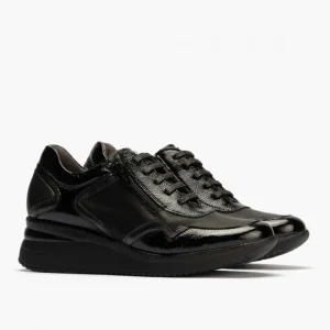 Calzaro Deportivas | Confort | Zapato Deportivo Charol con Cremallera para Mujer 10210 Color Negro.