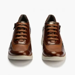Calzaro Deportivas | Confort | Zapato Deportivo Charol con Cremallera para Mujer 10210 color Cuero.
