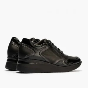 Calzaro Deportivas | Confort | Zapato Deportivo Charol con Cremallera para Mujer 10210 Color Negro.