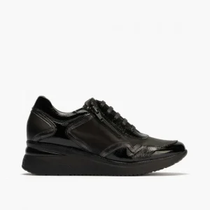 Calzaro Deportivas | Confort | Zapato Deportivo Charol con Cremallera para Mujer 10210 Color Negro.