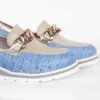 Calzaro Mocasines | Zapato Mocasín Noelia Carey Cadena Celeste y Taupe.