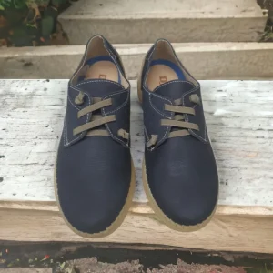 Calzaro Zapatos Con Cordones | Zapato Nobuck 4092 Azul Marino Cordones Elásticos