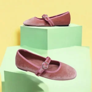 Calzaro Zapatos De Tac贸n | Bailarinas | Zapato Plano Con Una Pulsera Ancha 535 Rosa Palo.
