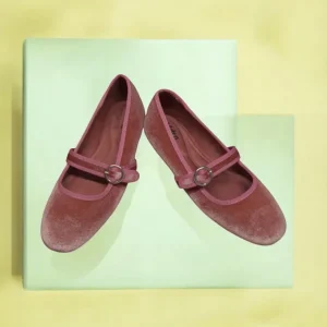Calzaro Zapatos De Tac贸n | Bailarinas | Zapato Plano Con Una Pulsera Ancha 535 Rosa Palo.