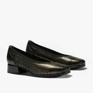 Calzaro Zapatos De Tac贸n | Confort | Zapatos 1701 de Salón con Tacón Bajo Arca/Lucido Negro