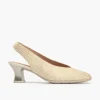Calzaro Zapatos De Tac贸n | Zapatos de Salón de Mujer Destalonado 5750 en Piel y Tacón Embudo Dorado.
