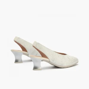 Calzaro Zapatos De Tac贸n | Zapatos de Salón de Mujer Destalonado 5750 en Piel y Tacón Embudo Plata.