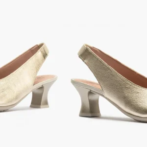 Calzaro Zapatos De Tac贸n | Zapatos de Salón de Mujer Destalonado 5757 en Piel y Tacón Embudo Oro.