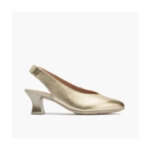 Calzaro Zapatos De Tac贸n | Zapatos de Salón de Mujer Destalonado 5757 en Piel y Tacón Embudo Oro.