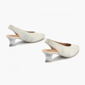 Calzaro Zapatos De Tac贸n | Zapatos de Salón de Mujer Destalonado 5750 en Piel y Tacón Embudo Plata.