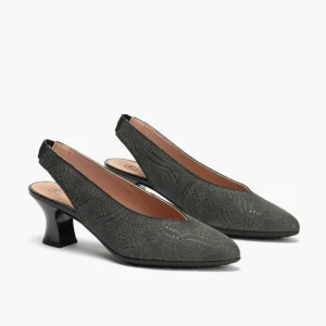Calzaro Zapatos De Tac贸n | Zapatos de Salón de Mujer Destalonado 5750 en Piel y Tacón Embudo Azul.