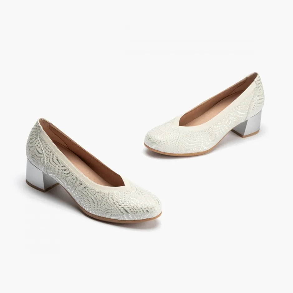 zapatos_de_saln_de_mujer__5.webp Calzaro Zapatos De Tac贸n | Zapatos de Salón de Mujer de Piel con Ribete Elástico 5720 con Tacón Medio Plata