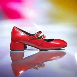 Calzaro Zapatos De Tac贸n | Confort | Zapatos de Tacón Bajo Con Dos Correas Mary Jane Desiree Daky 1 Rojo.
