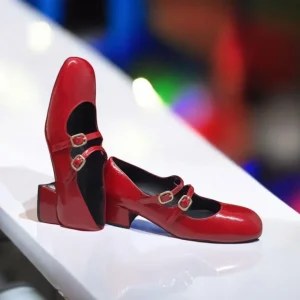 Calzaro Zapatos De Tac贸n | Confort | Zapatos de Tacón Bajo Con Dos Correas Mary Jane Desiree Daky 1 Rojo.