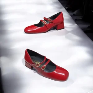Calzaro Zapatos De Tac贸n | Confort | Zapatos de Tacón Bajo Con Dos Correas Mary Jane Desiree Daky 1 Rojo.