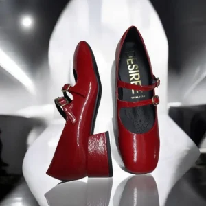 Calzaro Zapatos De Tac贸n | Confort | Zapatos de Tacón Bajo Con Dos Correas Mary Jane Desiree Daky 1 Rojo.