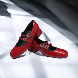 Calzaro Zapatos De Tac贸n | Confort | Zapatos de Tacón Bajo Con Dos Correas Mary Jane Desiree Daky 1 Rojo.