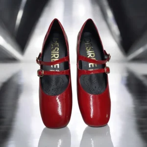 Calzaro Zapatos De Tac贸n | Confort | Zapatos de Tacón Bajo Con Dos Correas Mary Jane Desiree Daky 1 Rojo.